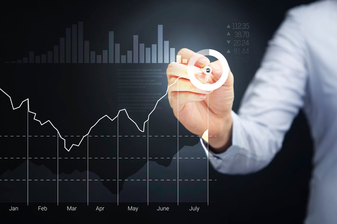 Hand illustrating business analytics concept